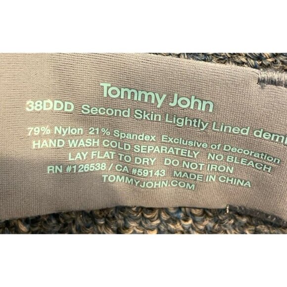 NWT Tommy John Bra Second Skin Lightly Lined Demi Gray Blue Size 38DDD New - Picture 2 of 4